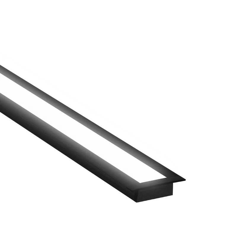(22.5mm)15mm x 6mm Rectangular Aluminium Winged Recessed LED Profile in Black or Silver (DLA1506-W)
