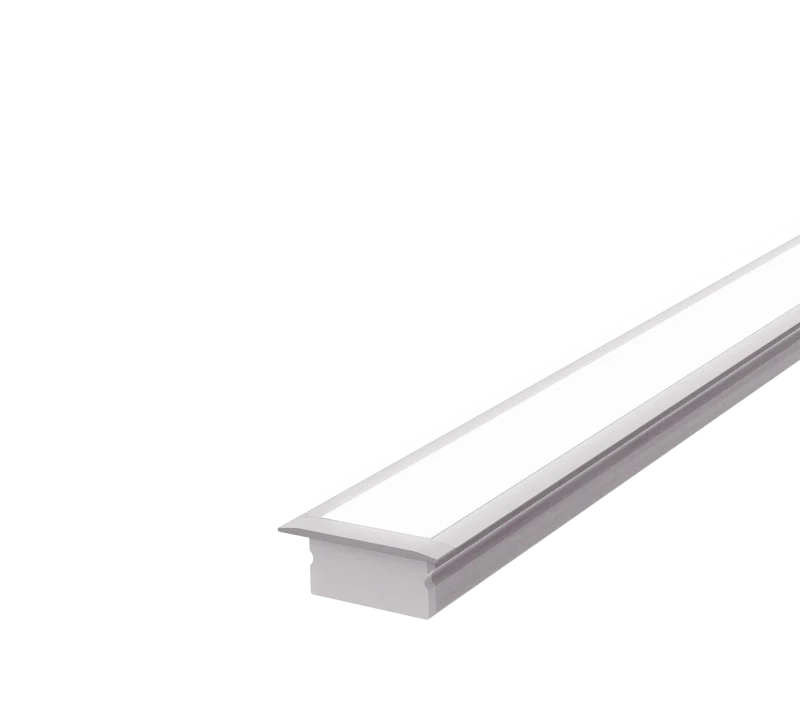 (27mm)20mm x 9.95mm Rectangular Aluminium Winged Recessed LED Profile in Black or Silver - (DLA2010 - W)