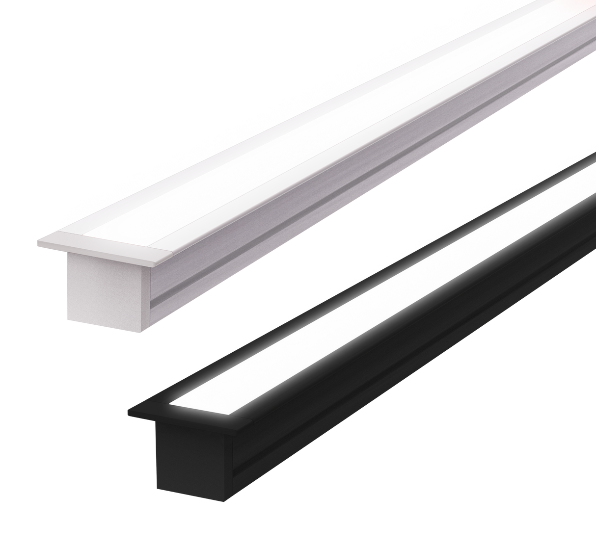 (16mm)10mm x 10mm Square Aluminium Winged Recessed LED Profile in Black or Silver (DLA1010-W)