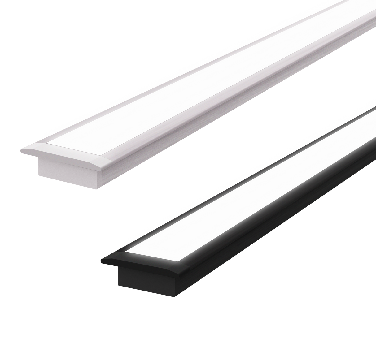 (22.99mm) 17mmx 7.95mm Rectangular Aluminium Winged Recessed LED Profile in Black or Silver (DLA1708-W)