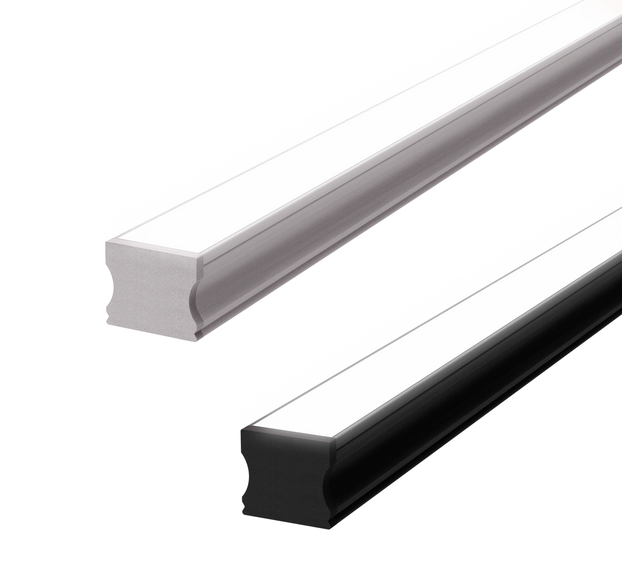 17.4mm x 14.5mm Rectangular Aluminium Surface Mounted LED Profile in Black or Silver (DLA1714)