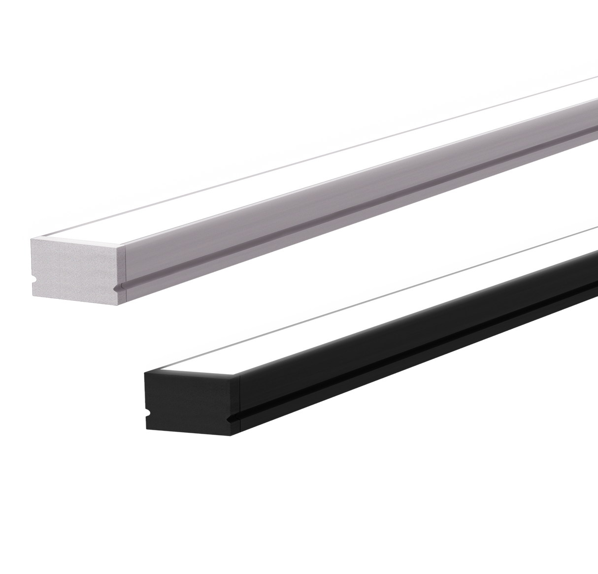 13.1mm x 6.8mm Rectangular Aluminium Surface Mounted LED Profile in Black or Silver (DLA510)