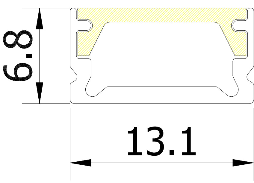 13.1mm x 6.8mm Rectangular Aluminium Surface Mounted LED Profile in Black or Silver (DLA510)