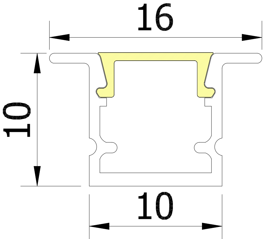 (16mm)10mm x 10mm Square Aluminium Winged Recessed LED Profile in Black or Silver (DLA1010-W)