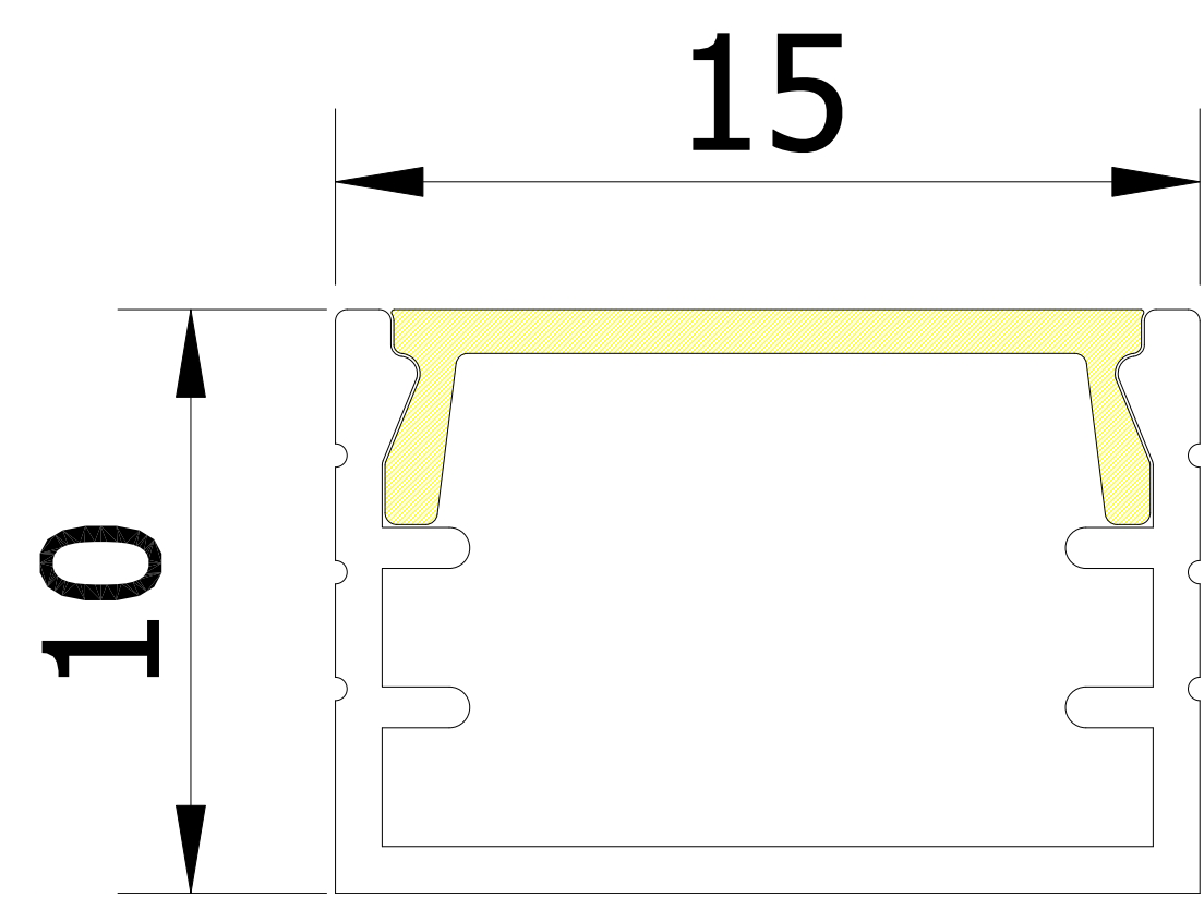 15mm x 10mm Rectangular Aluminium Surface Mounted LED Profile in Black or Silver (DLA1510)