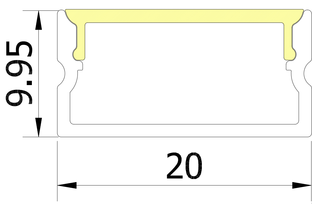 9.95mm x 10mm Rectangular Aluminium Surface Mounted LED Profile in Black or Silver (DLA2010)