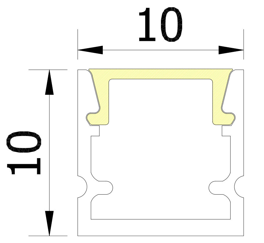 10mm x 10mm Square Aluminium Surface Mounted LED Profile in Black or Silver (DLA1010)