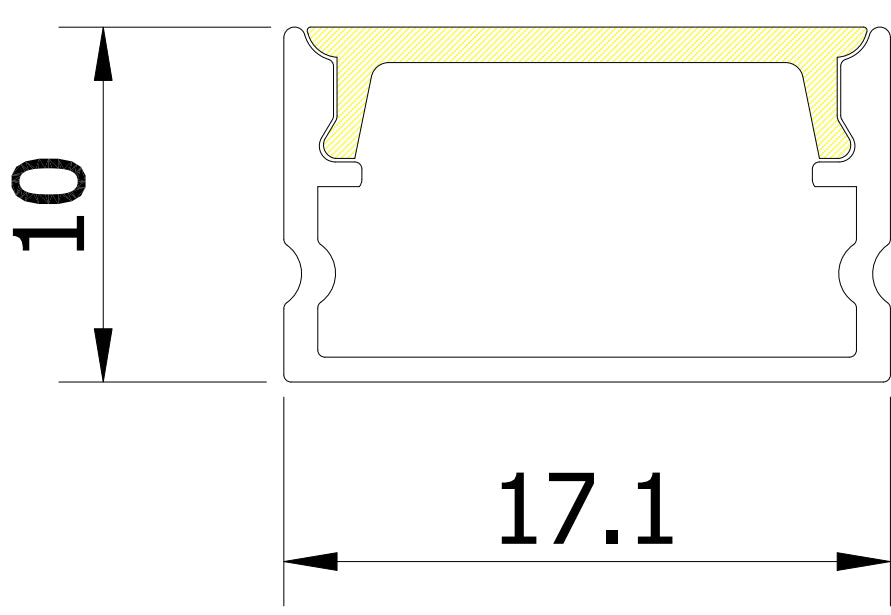 17.1mm x 10mm Rectangular Aluminium Surface Mounted LED Profile in Black or Silver (DLA1710)