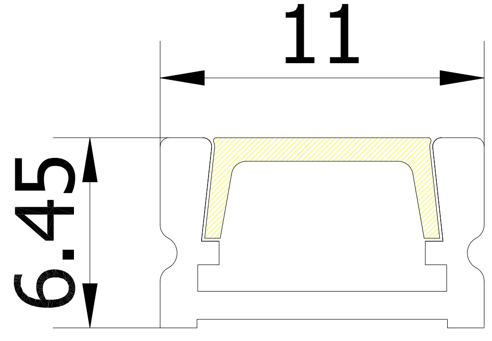11mm x 6.45mm Rectangular Aluminium Surface Mounted LED Profile in Black or Silver (DLA99016)