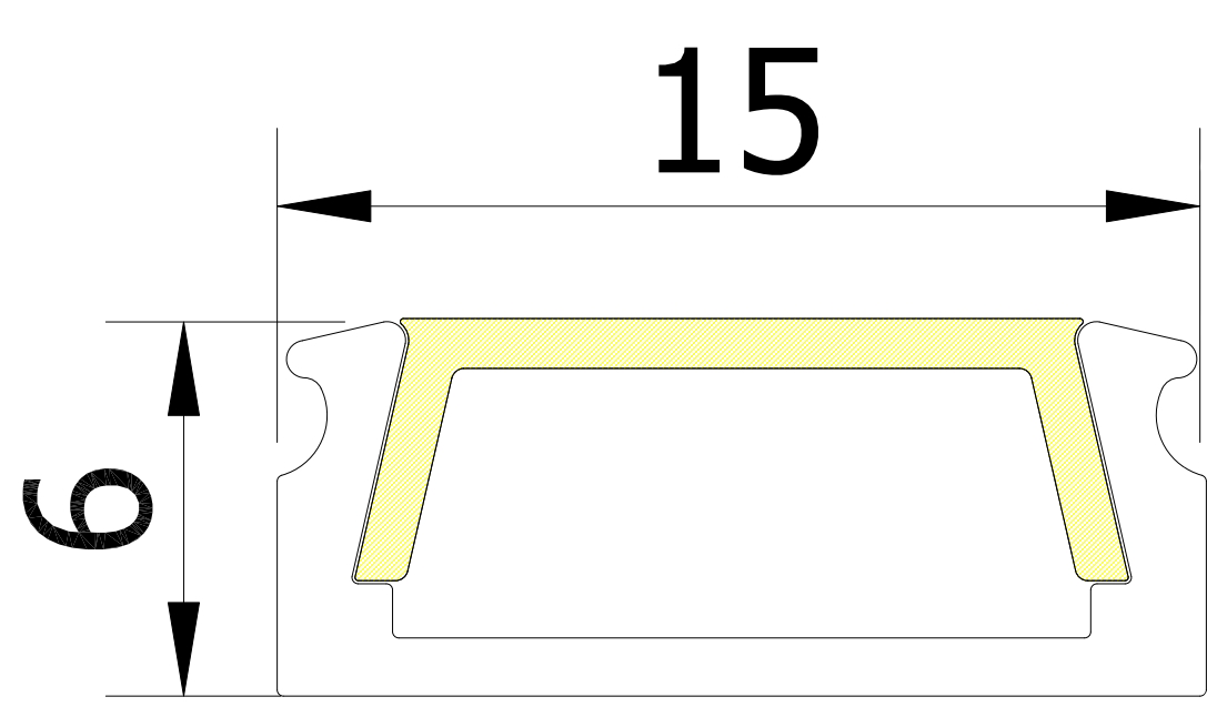 15mm x 6mm Rectangular Aluminium Surface Mounted LED Profile in Black or Silver (DLA1506)
