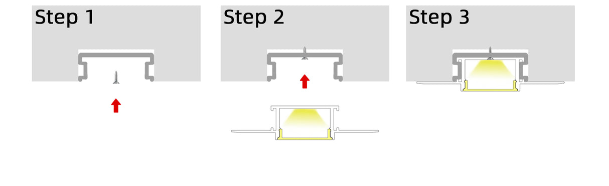 (61mm) 28mm x 14mm Rectangular Aluminium Winged Recessed LED Profile in Black or Silver (DLA6114-W)