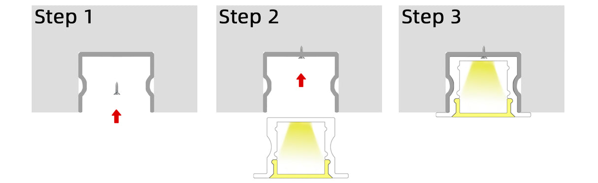 (24.2mm) 17.3mmx 15.4mm Rectangular Aluminium Winged Recessed LED Profile in Black or Silver (DLA1715-W)