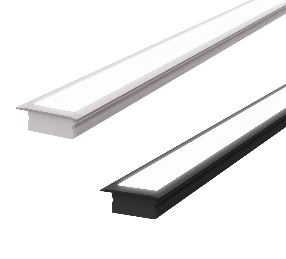 (27mm)20mm x 9.95mm Rectangular Aluminium Winged Recessed LED Profile in Black or Silver - (DLA2010 - W)