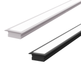 (27mm)20mm x 9.95mm Rectangular Aluminium Winged Recessed LED Profile in Black or Silver - (DLA2010 - W)