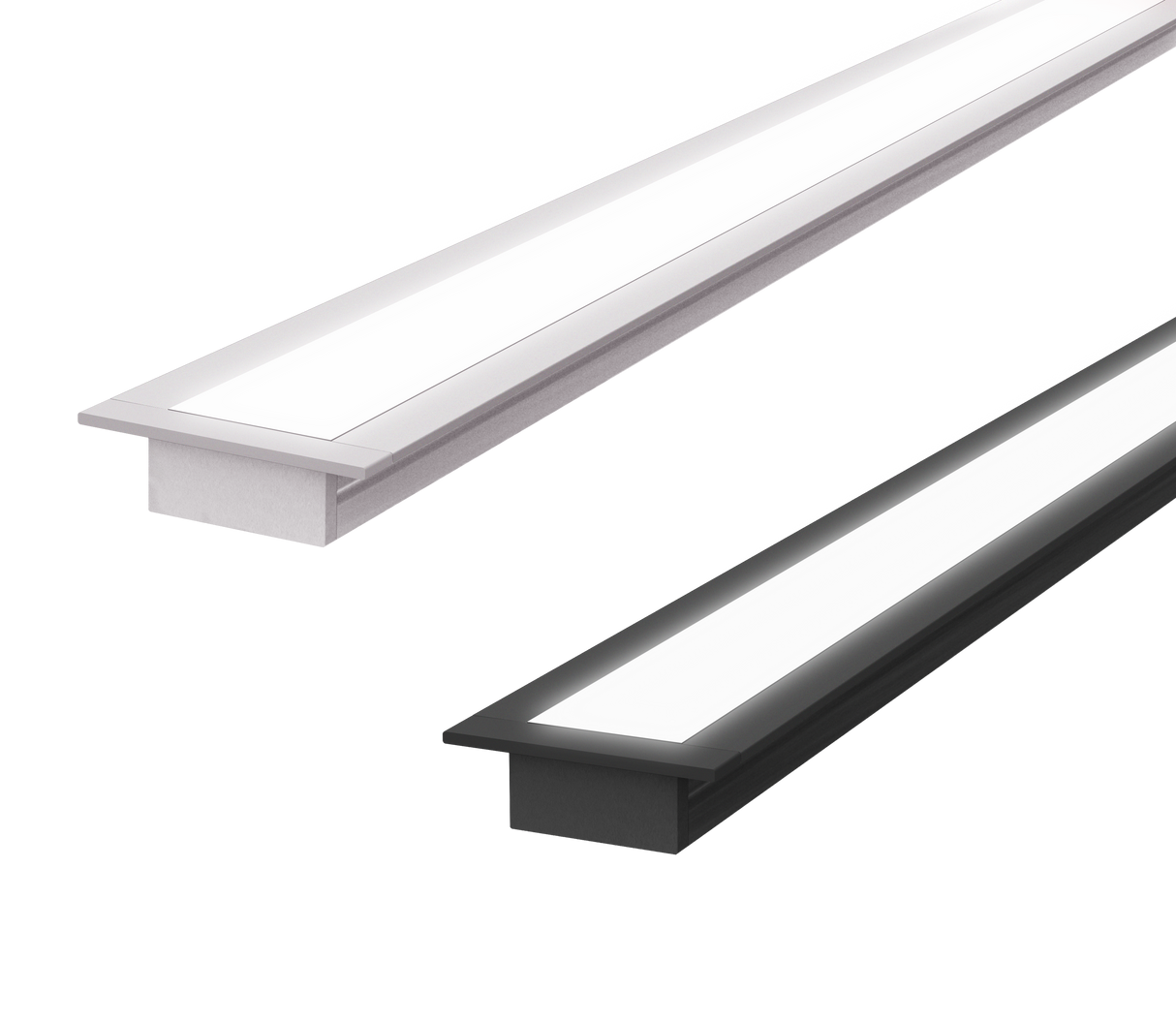 (32mm) 20mm x 10mm Rectangular Aluminium Winged Recessed LED Profile in Black or Silver (DLA2010X- W)