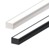 17.6mm x 12.2mm Rectangular Aluminium Surface Mounted LED Profile in Black or Silver (DLAYF818)