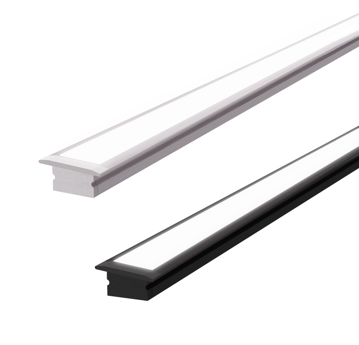 (14mm) 11mm x 6.45mm Rectangular Aluminium Winged Recessed LED Profile in Silver or Black (DLA99016-W)