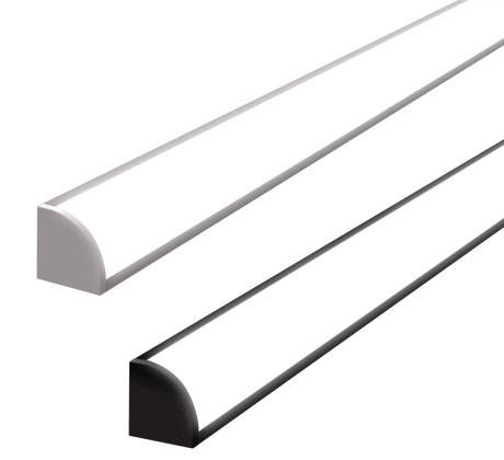 8mm x 8mm Corner Aluminium Surface Mounted LED Profile in Black or Silver (DLA1878)