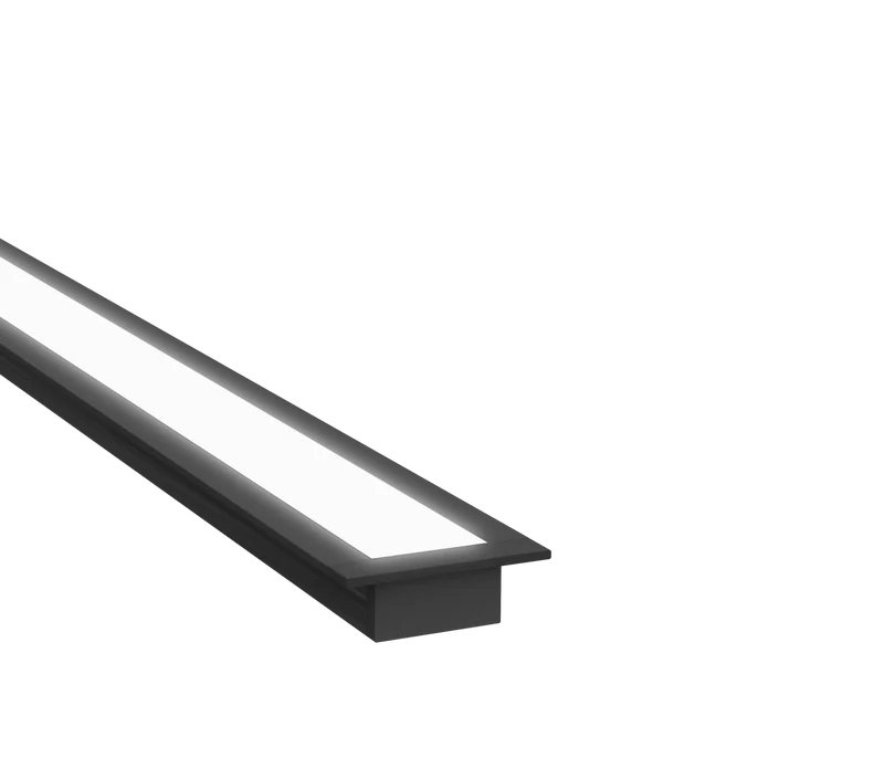 (32mm) 20mm x 10mm Rectangular Aluminium Winged Recessed LED Profile in Black or Silver (DLA2010X- W)