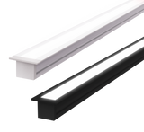 (16mm)10mm x 10mm Square Aluminium Winged Recessed LED Profile in Black or Silver (DLA1010-W)