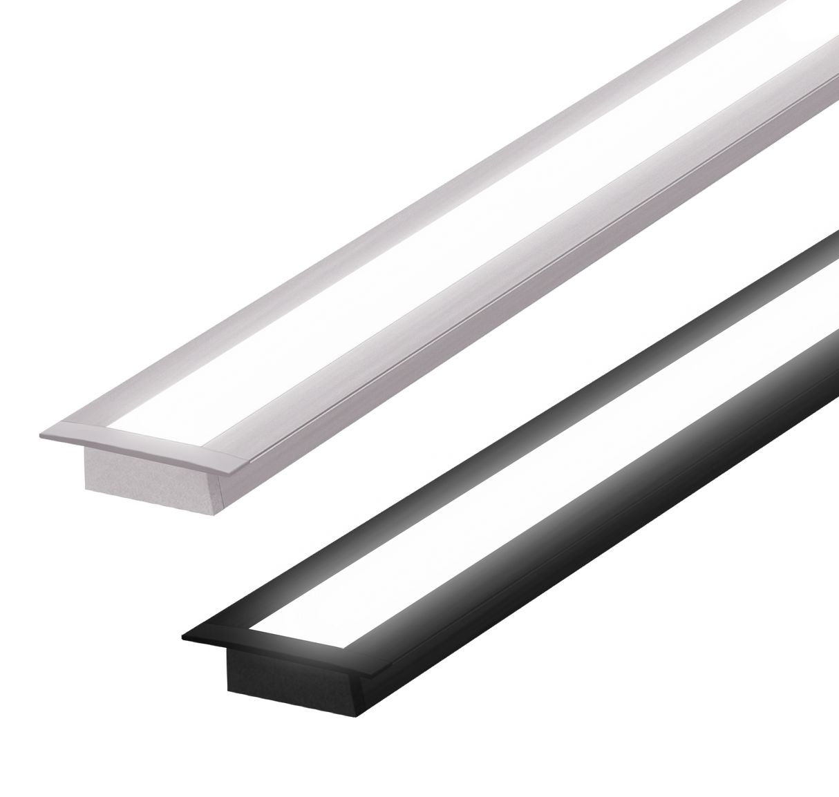 (22.5mm)15mm x 6mm Rectangular Aluminium Winged Recessed LED Profile in Black or Silver (DLA1506-W)