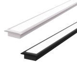 (22.99mm) 17mmx 7.95mm Rectangular Aluminium Winged Recessed LED Profile in Black or Silver (DLA1708-W)