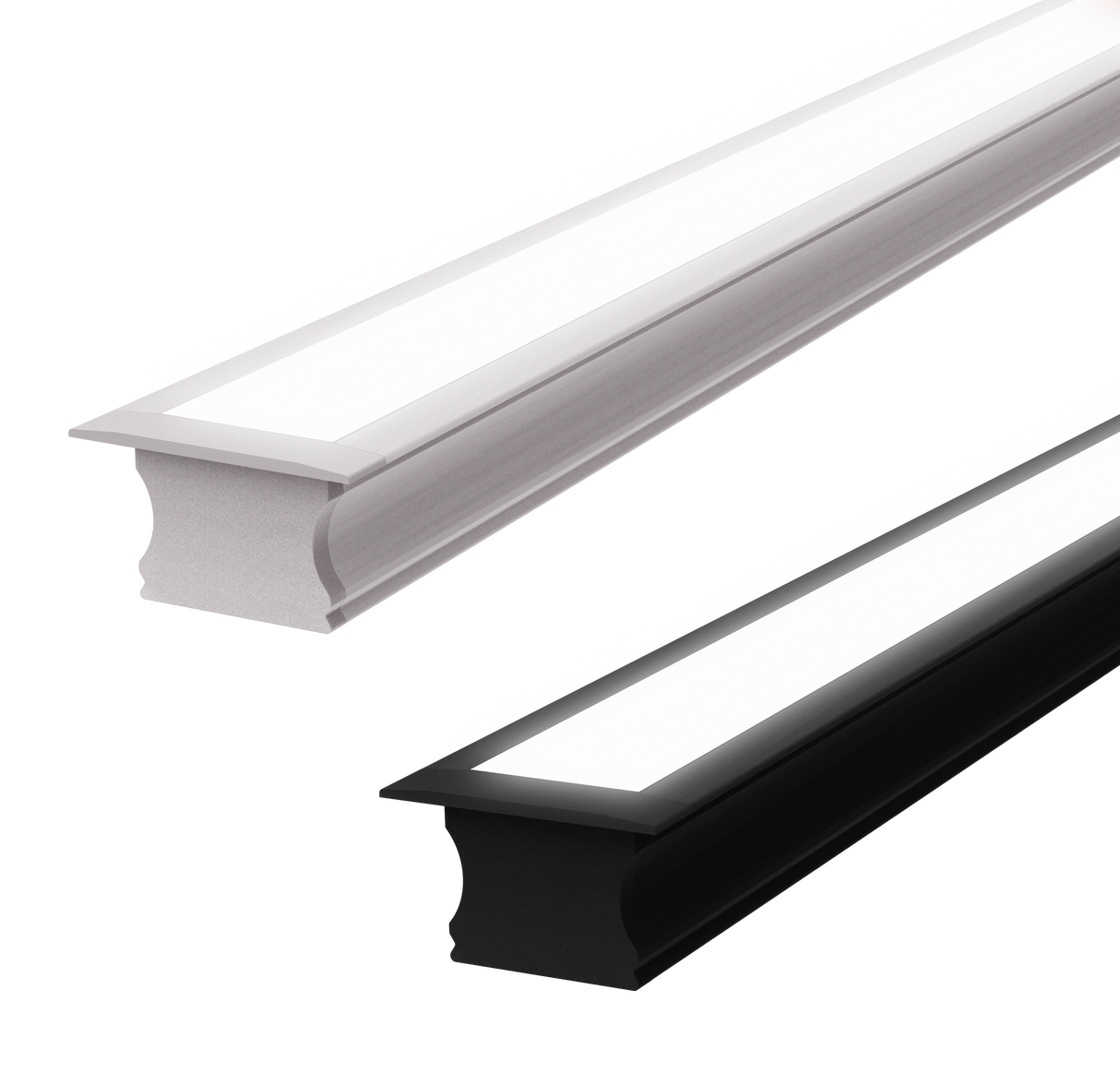 (25mm) 17.39mmx 14.52mm Rectangular Aluminium Winged Recessed LED Profile in Black or Silver (DLA1714-W)