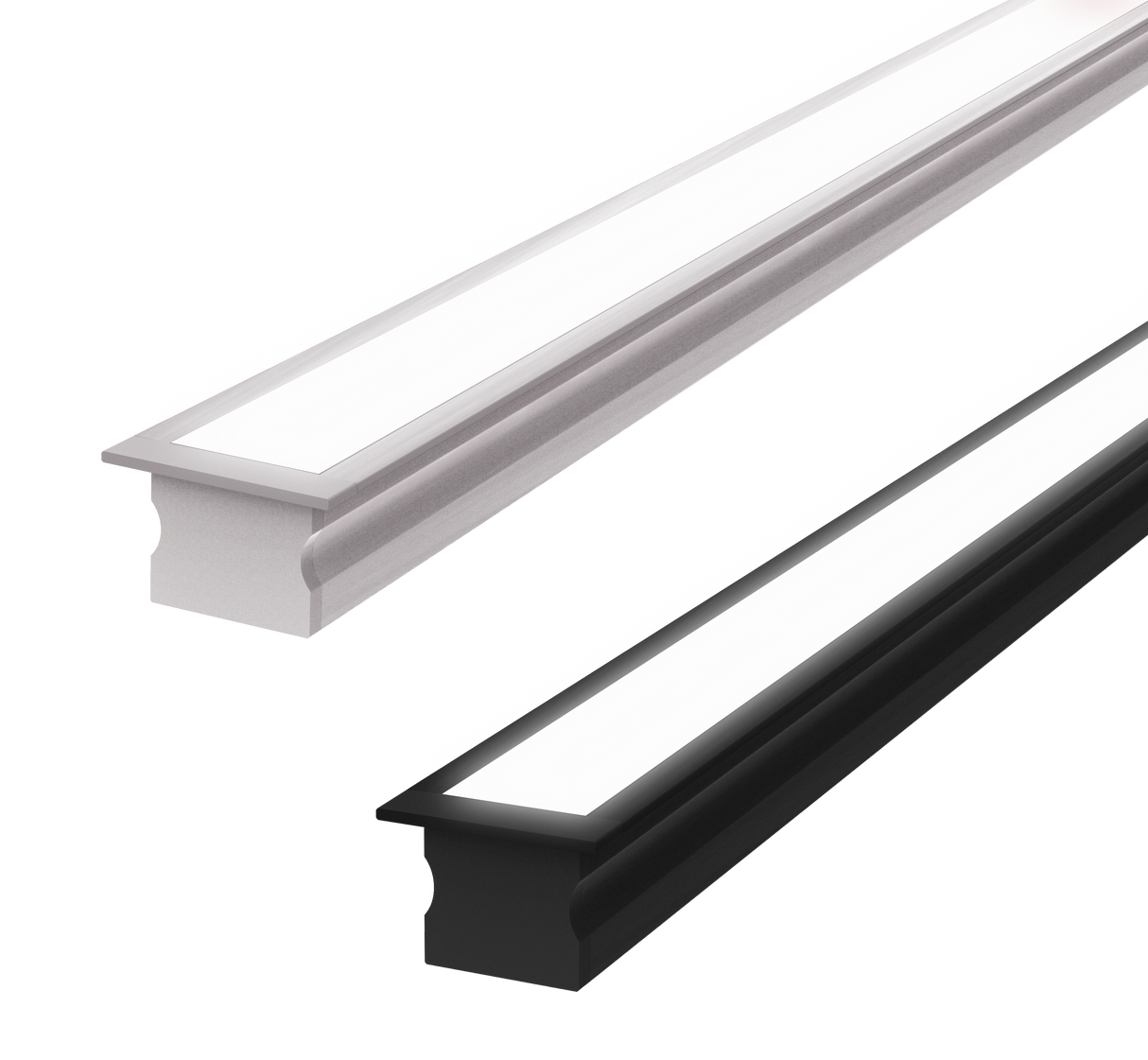 (24.2mm) 17.3mmx 15.4mm Rectangular Aluminium Winged Recessed LED Profile in Black or Silver (DLA1715-W)