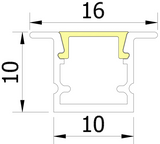 (16mm)10mm x 10mm Square Aluminium Winged Recessed LED Profile in Black or Silver (DLA1010-W)