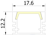 17.6mm x 12.2mm Rectangular Aluminium Surface Mounted LED Profile in Black or Silver (DLAYF818)