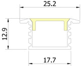 (25.2mm) 17.7mm x 12.9mm Rectangular Aluminium Winged Recessed LED Profile in Black or Silver (DLA1613-W)