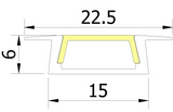 (22.5mm)15mm x 6mm Rectangular Aluminium Winged Recessed LED Profile in Black or Silver (DLA1506-W)