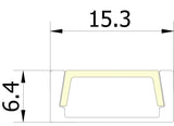 15.3mm x 6.4mm Rectangular Aluminium Surface Mounted LED Profile in Black or Silver (DLA1505)