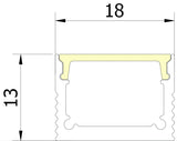18mm x 13mm Rectangular Aluminium Surface Mounted LED Profile in Black or Silver (DLA1813X)