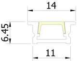 (14mm) 11mm x 6.45mm Rectangular Aluminium Winged Recessed LED Profile in Silver or Black (DLA99016-W)