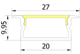 (27mm)20mm x 9.95mm Rectangular Aluminium Winged Recessed LED Profile in Black or Silver - (DLA2010 - W)