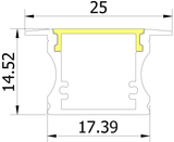 (25mm) 17.39mmx 14.52mm Rectangular Aluminium Winged Recessed LED Profile in Black or Silver (DLA1714-W)