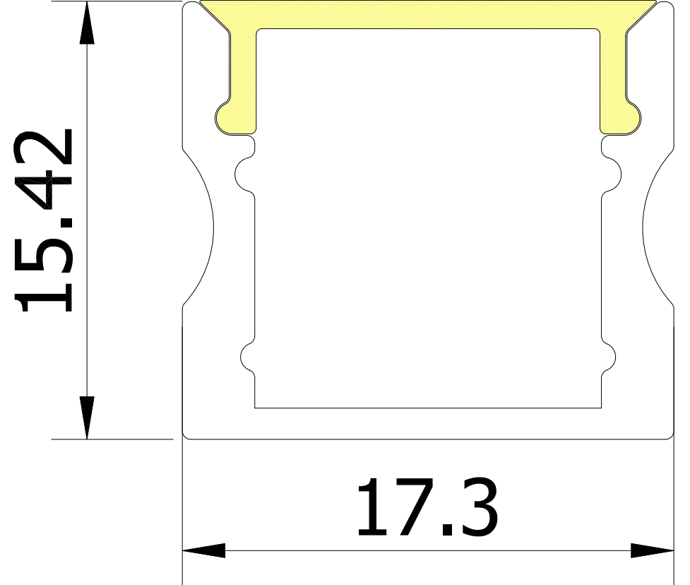 17.3mm x 15.42mm Rectangular Aluminium Surface Mounted LED Profile in Black or Silver (DLA1715)