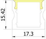 17.3mm x 15.42mm Rectangular Aluminium Surface Mounted LED Profile in Black or Silver (DLA1715)