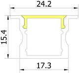 (24.2mm) 17.3mmx 15.4mm Rectangular Aluminium Winged Recessed LED Profile in Black or Silver (DLA1715-W)