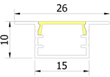 (26mm) 15mm x 10mm Rectangular Aluminium Winged Recessed LED Profile in Black or Silver  (DLA1510-W)
