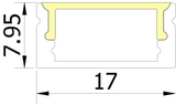 17mm x 7.95mm Rectangular Aluminium Surface Mounted LED Profile in Black or Silver (DLA1708)