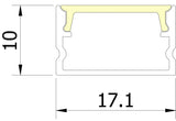 17.1mm x 10mm Rectangular Aluminium Surface Mounted LED Profile in Black or Silver (DLA1710)