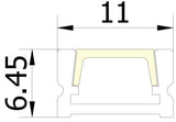 11mm x 6.45mm Rectangular Aluminium Surface Mounted LED Profile in Black or Silver (DLA99016)