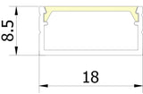 18mm x 8.5mm Rectangular Aluminium Surface Mounted LED Profile in Black or Silver (DLA1809)