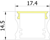 17.4mm x 14.5mm Rectangular Aluminium Surface Mounted LED Profile in Black or Silver (DLA1714)