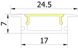 (24.5mm) 17mmx 7mm Rectangular Aluminium Winged Recessed LED Profile in Black or Silver (DLA1707-W)