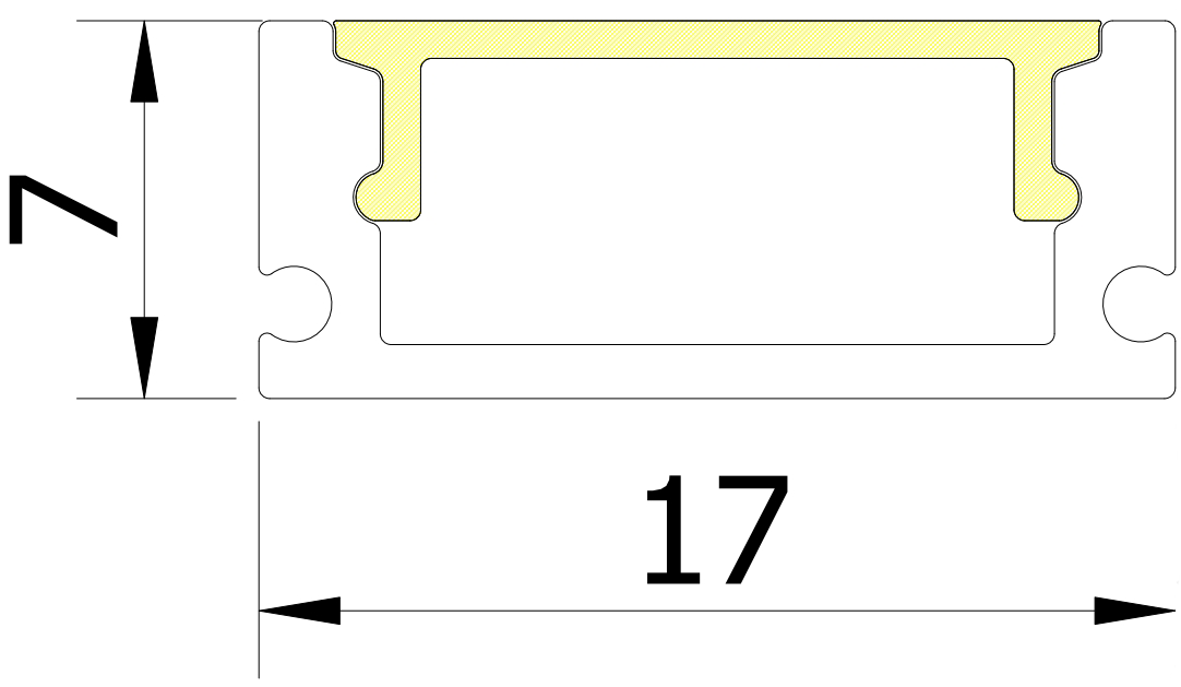 17mm x 7mm Rectangular Aluminium Surface Mounted LED Profile in Black or Silver (DLA1707)