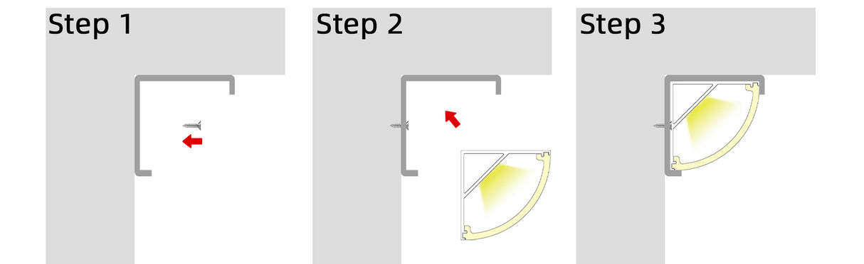 30mm x 30mm Corner Aluminium Surface Mounted LED Profile in Black or Silver (DLA3030)