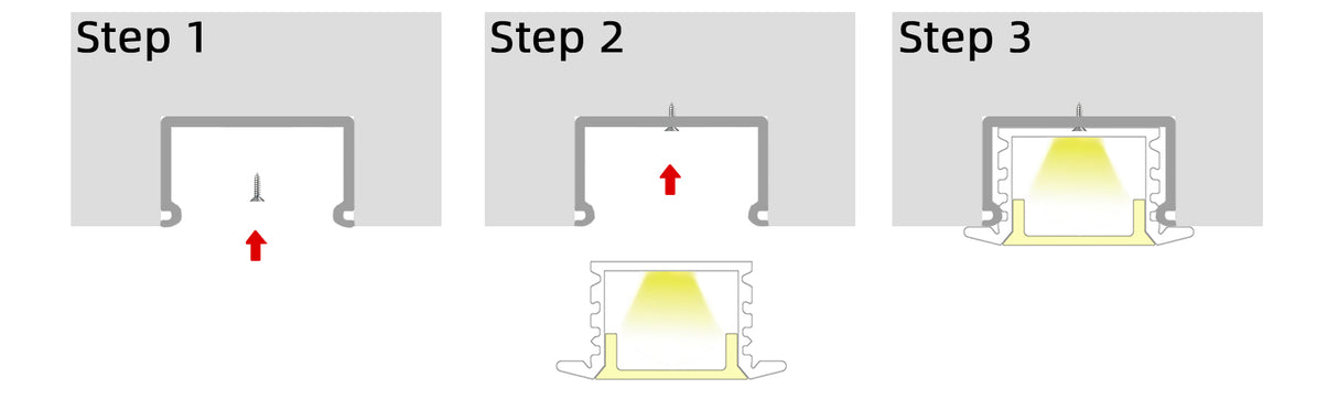 (25.2mm) 17.7mm x 12.9mm Rectangular Aluminium Winged Recessed LED Profile in Black or Silver (DLA1613-W)